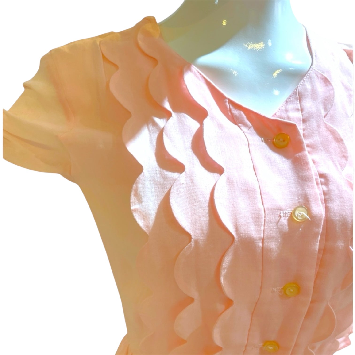 Pink Shell - Short Sleeve Scallop Dress