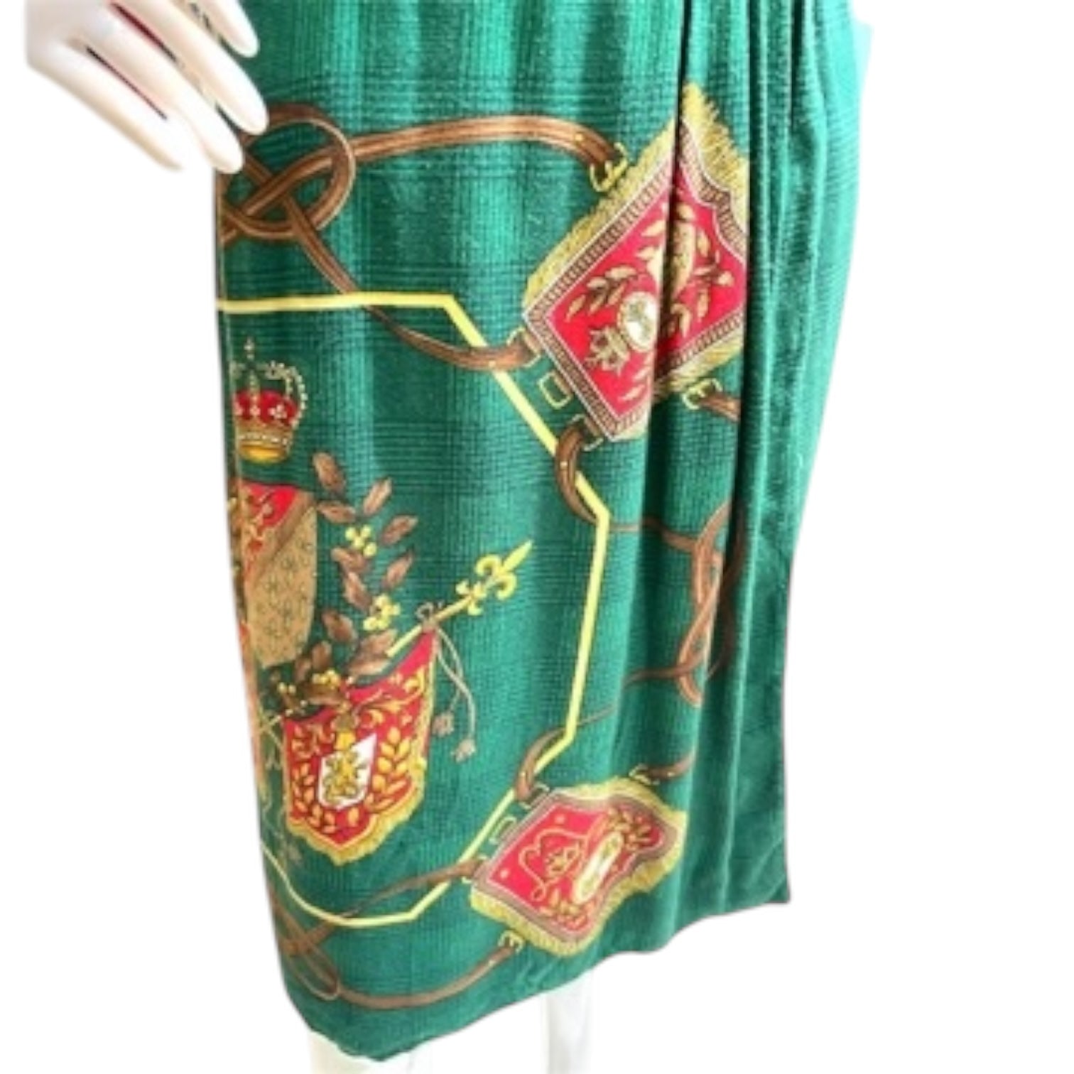 Motif In Moss - Edgy Green Strong Shouldered Print Trench Dress Long-Sleeved