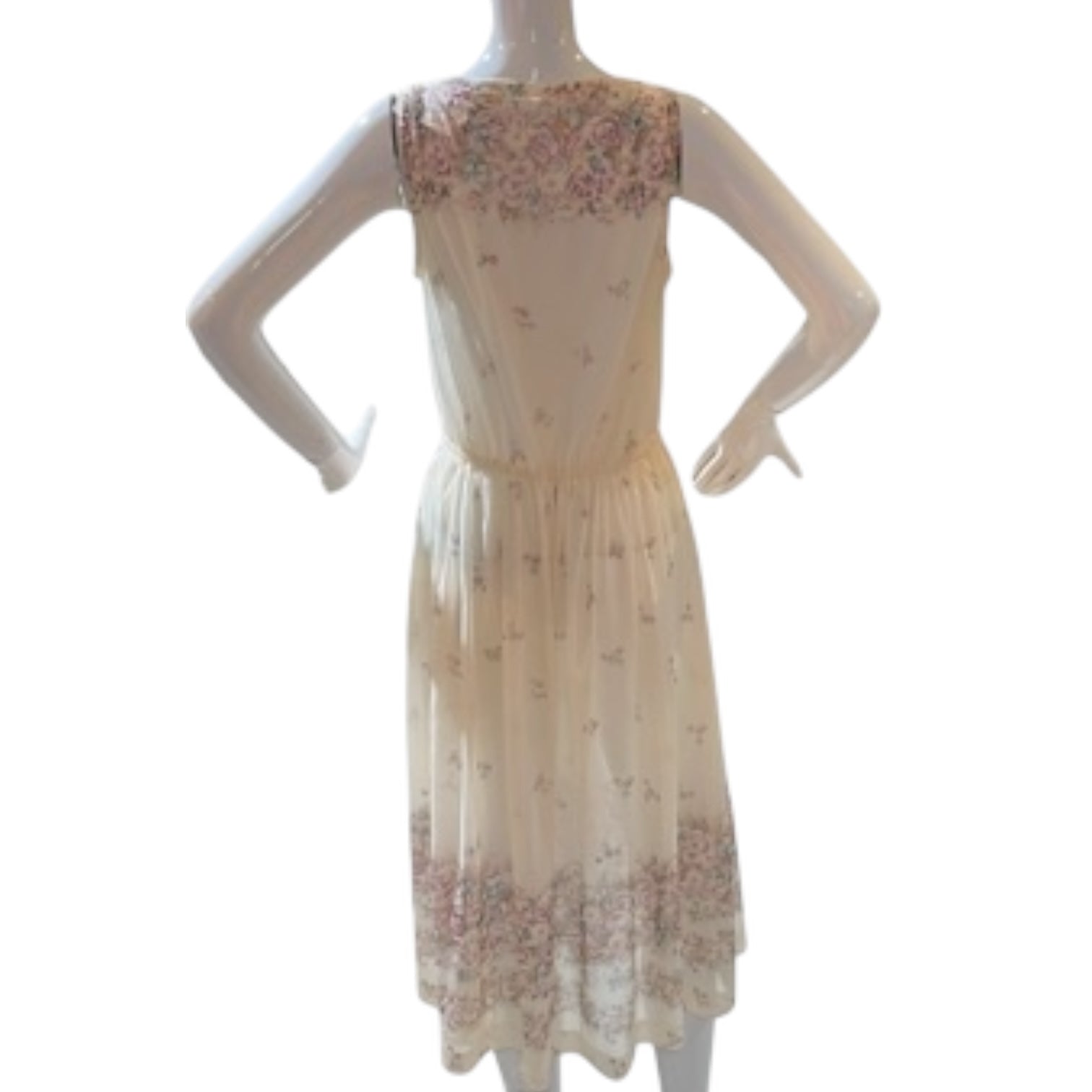 Daydreamer - 80s Super Soft Crease-free Feminine Off-White Floral Dress