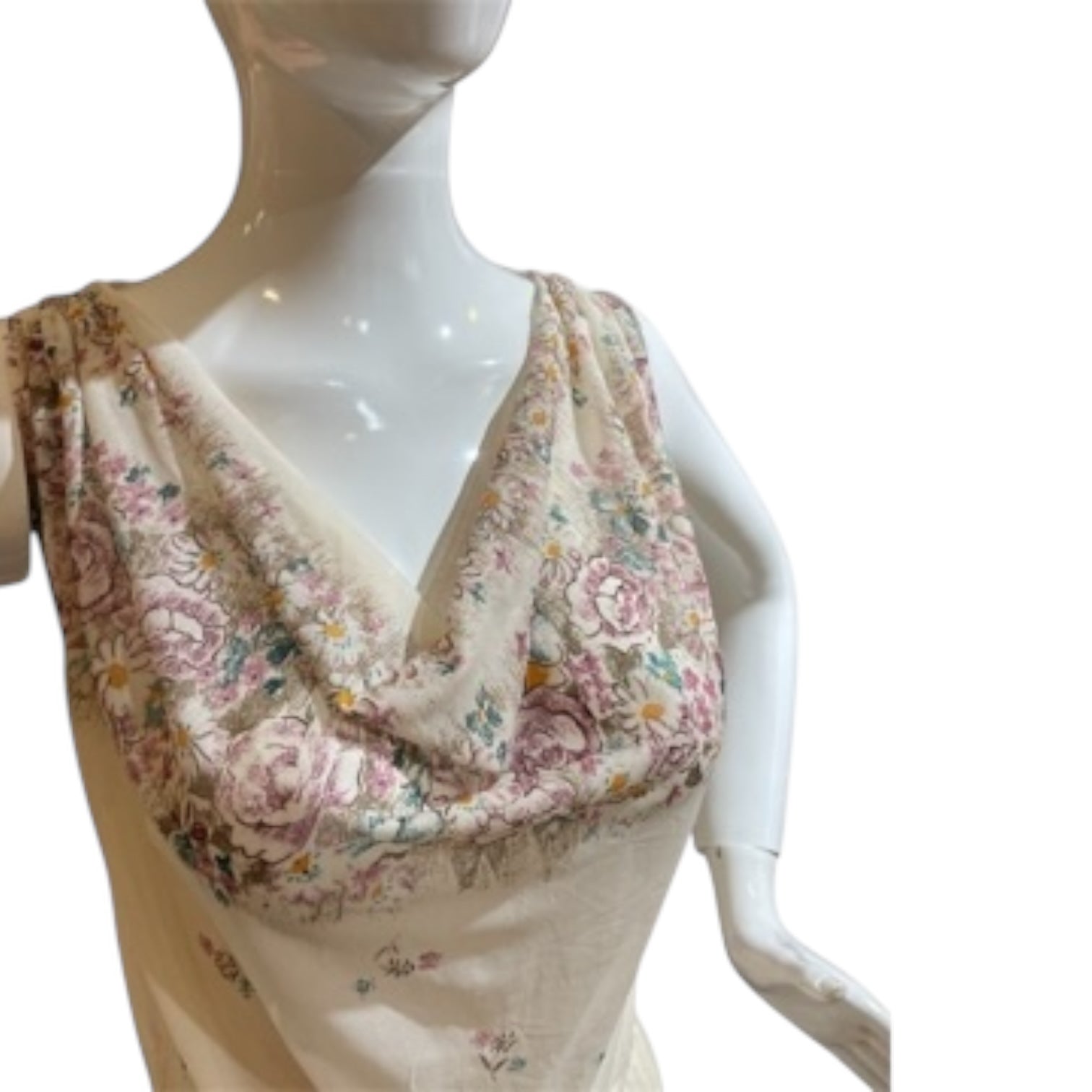 Daydreamer - 80s Super Soft Crease-free Feminine Off-White Floral Dress