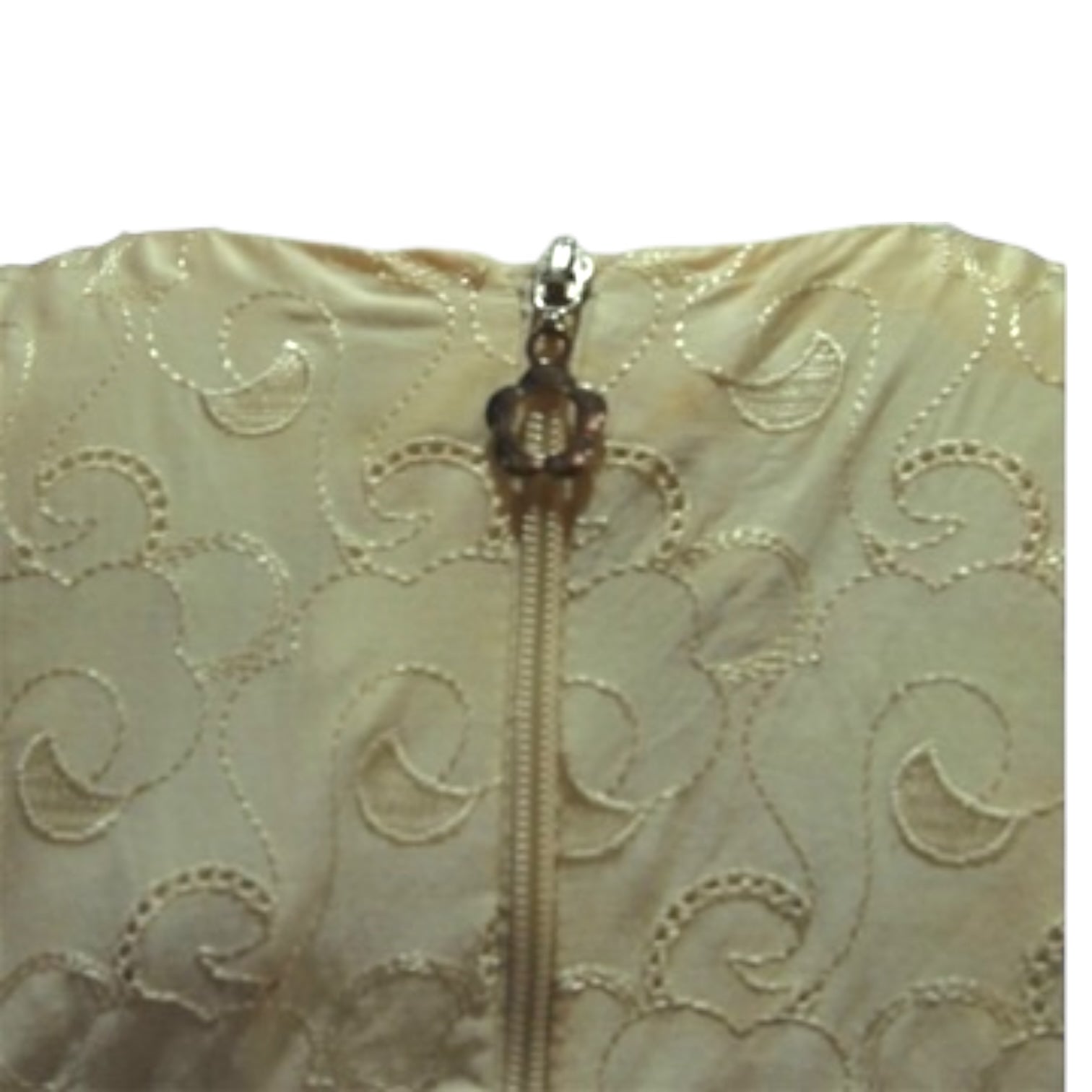 Wavy Whisper - Cream/ Pale Yellow Cutout Wavy Broderie Anglaise Lace Midi Dress With Flutter Sleeve