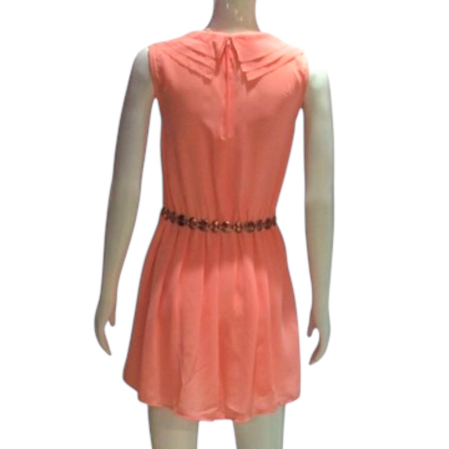 Blush Whisper - Pink Crinkle Layered Collar Sleeveless Dress
