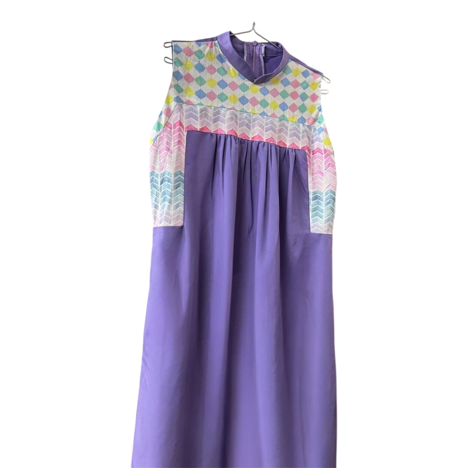 PASTEL POD ARROW SHIFT DRESS - HANDMADE MODERN COTTON CHEONGSAM DRESS