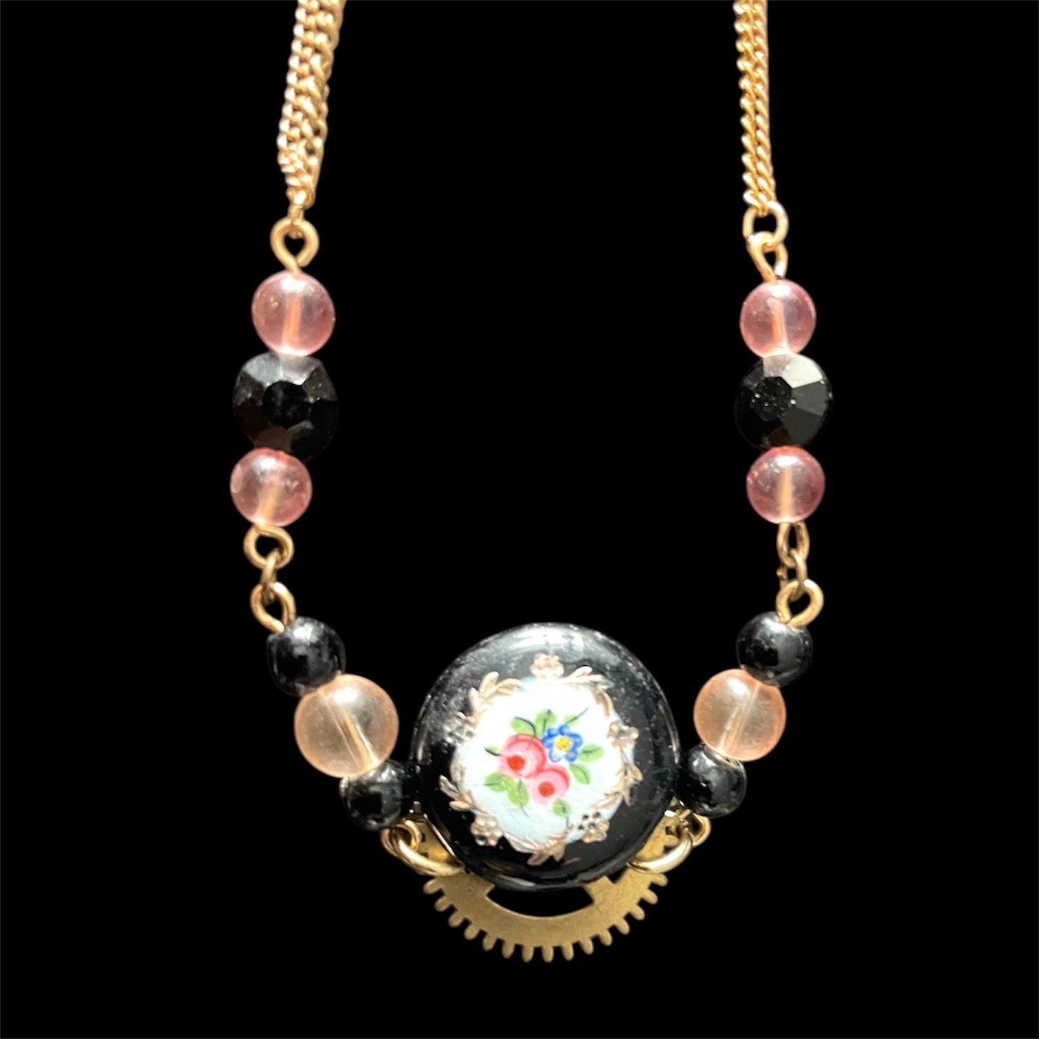 Painted Treasure - Handmade one-of-a-kind vintage upcycled necklace