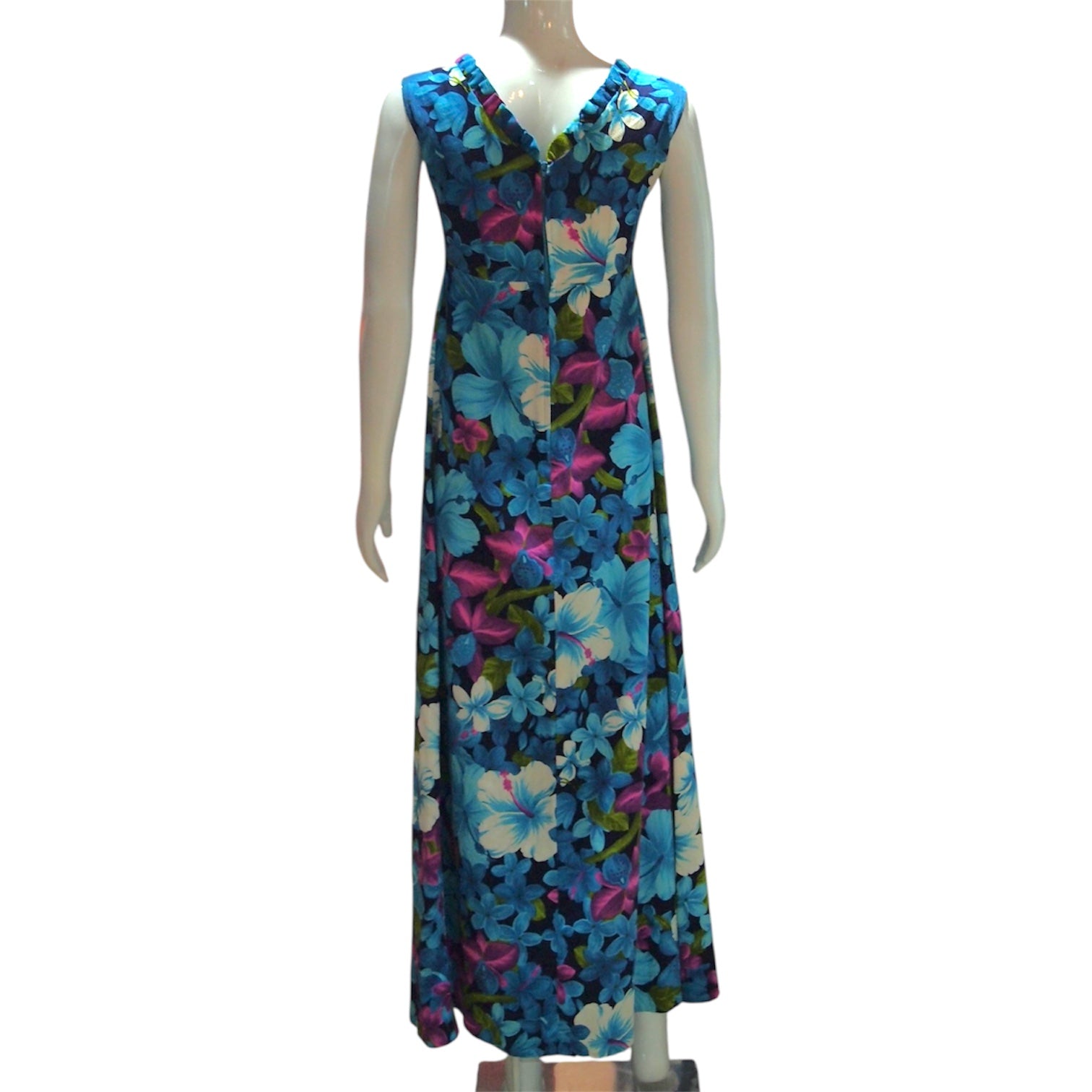 Copacabana - 1960s Blue Tropicana Maxi Dress