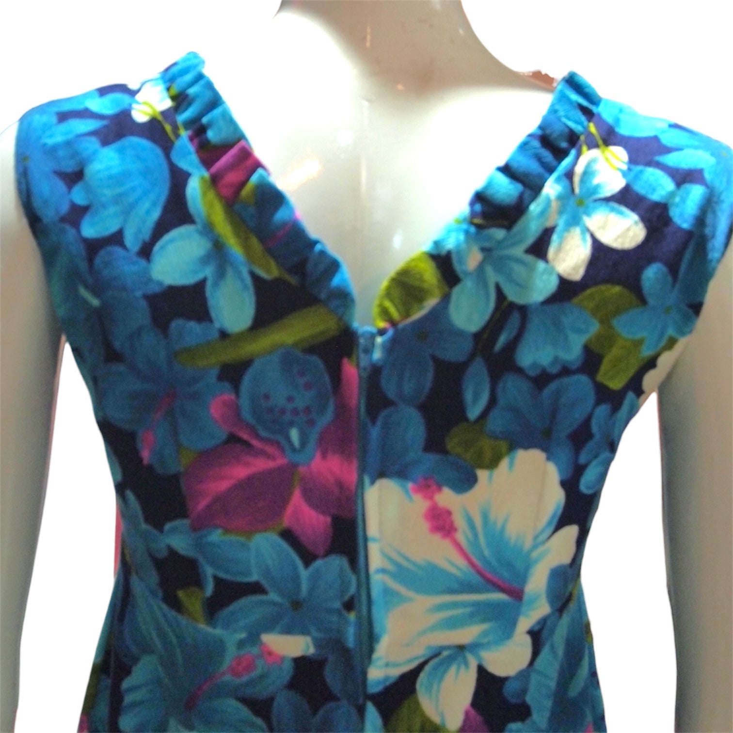 Copacabana - 1960s Blue Tropicana Maxi Dress