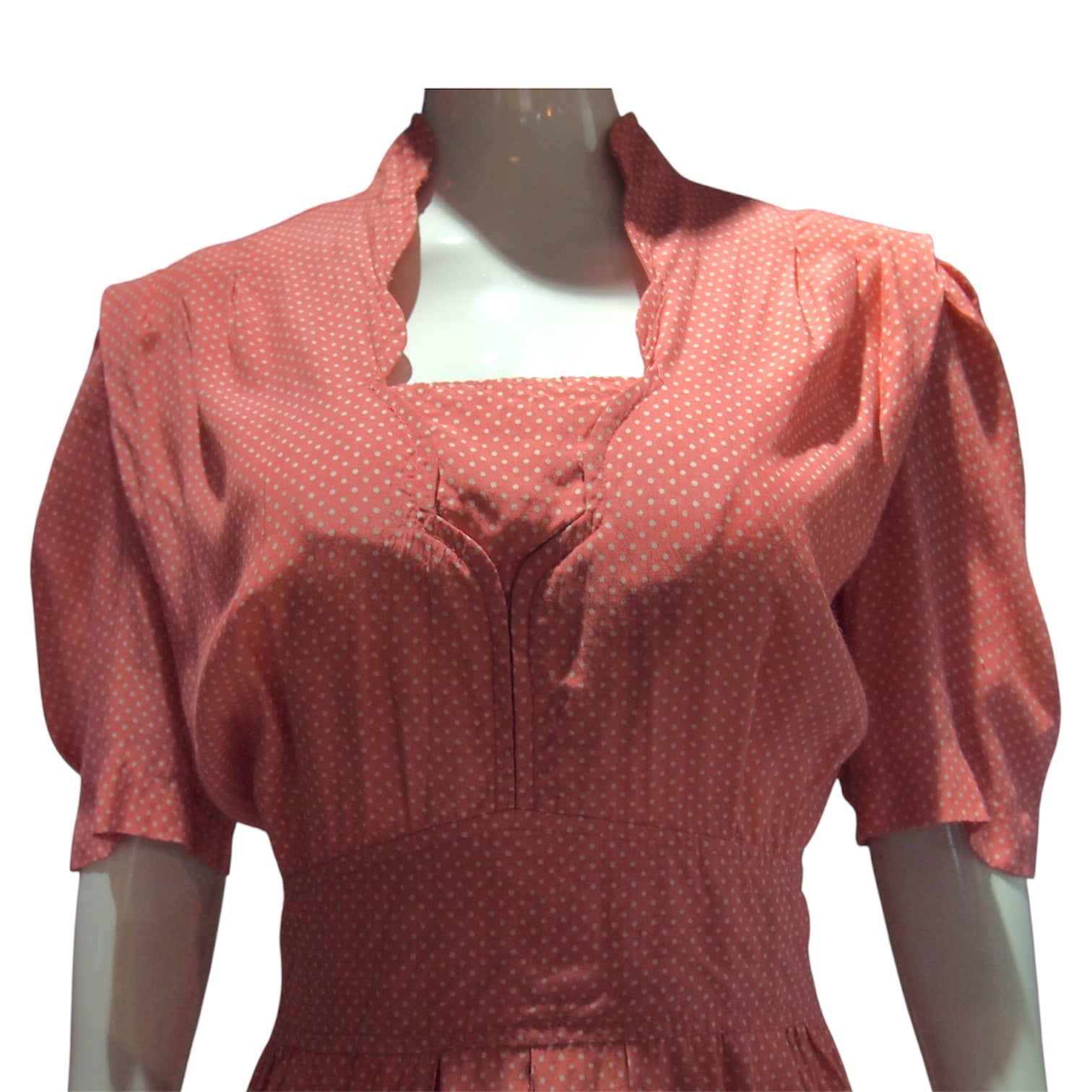 Cotton Candy - Pink Polka Dot Dress with Adorable Scalloped Collar