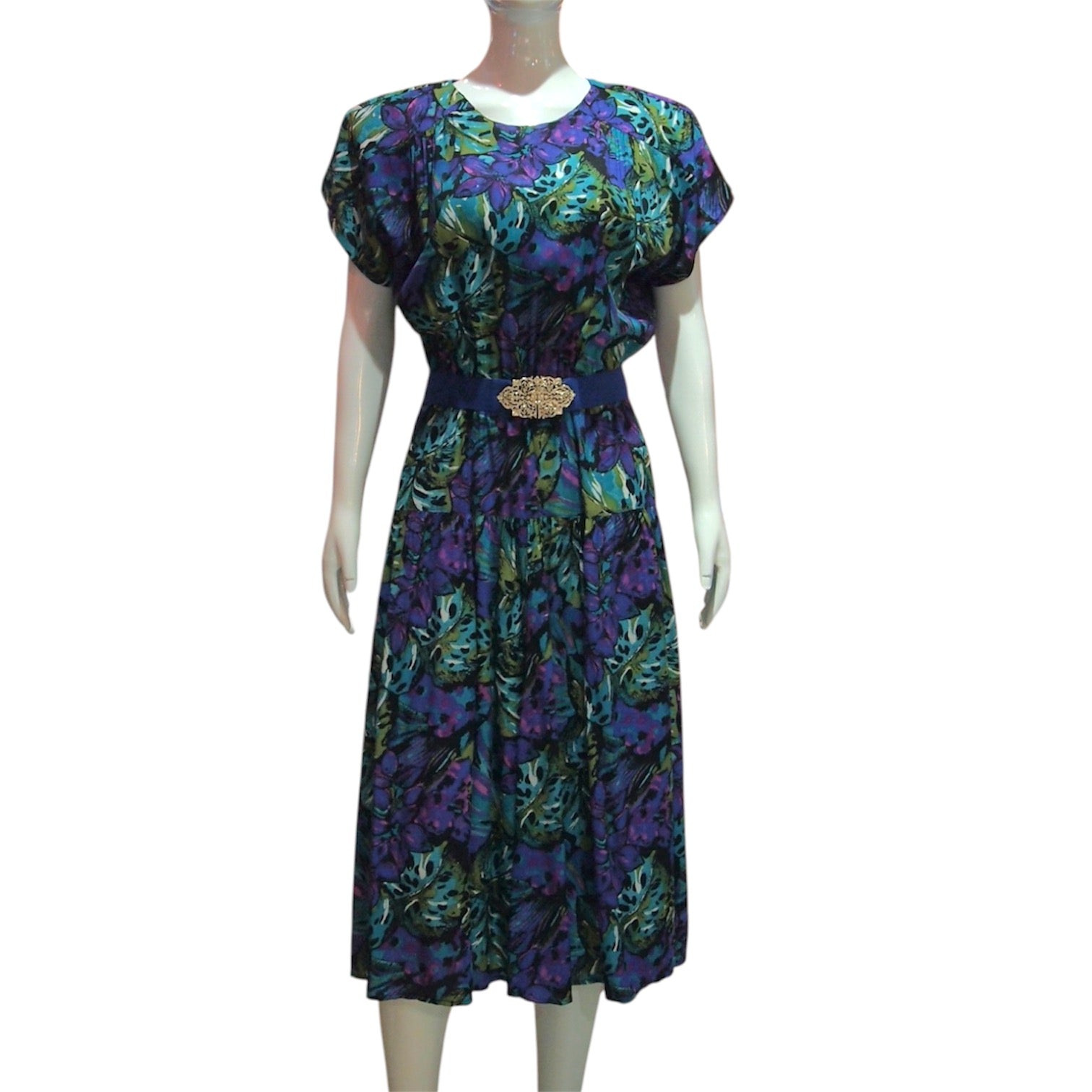 Palm Paradise - Vintage Tropical Print Dress