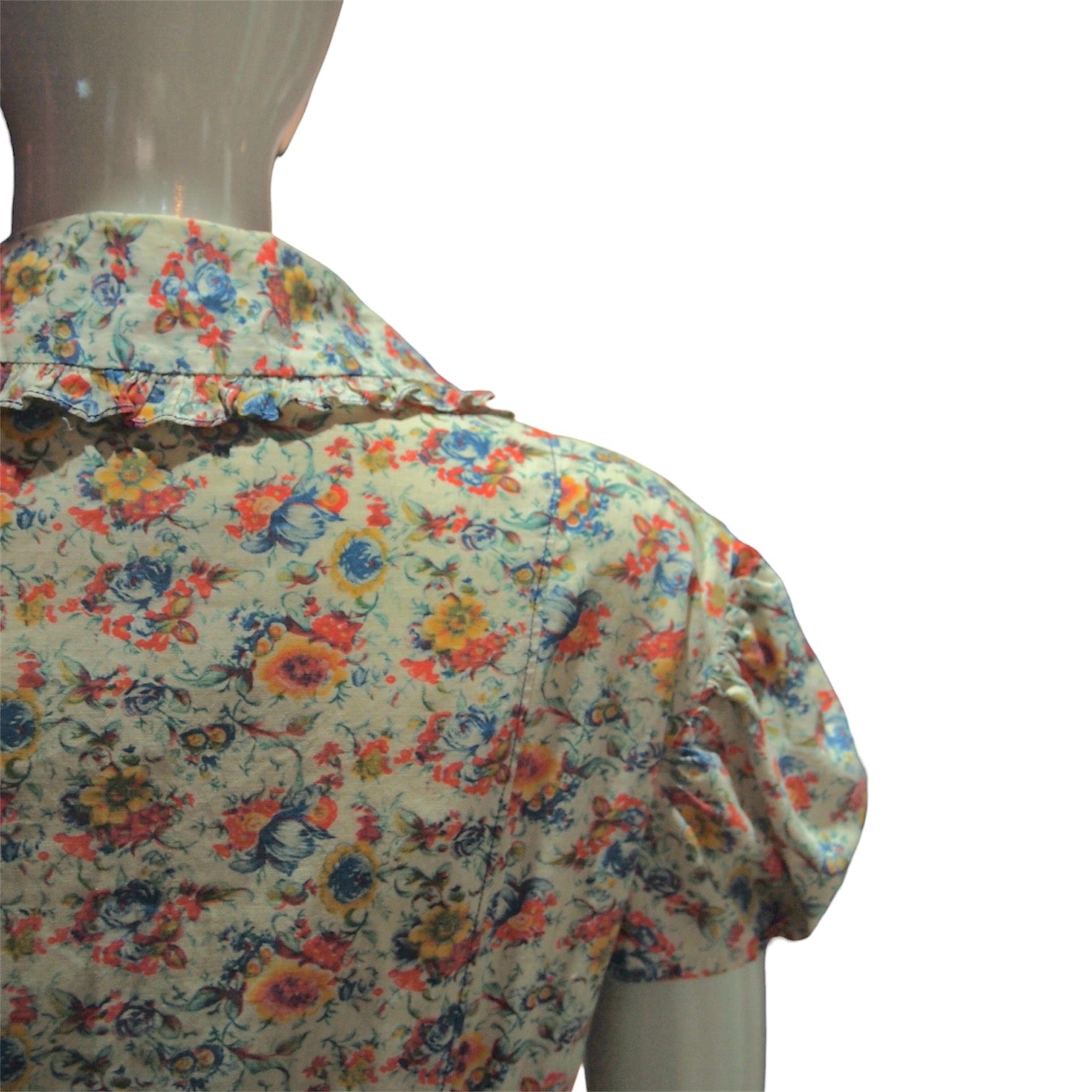 Wildflower Cottage - Vintage 1970s Wavy Collar Lace Trimmed Maxi Dress