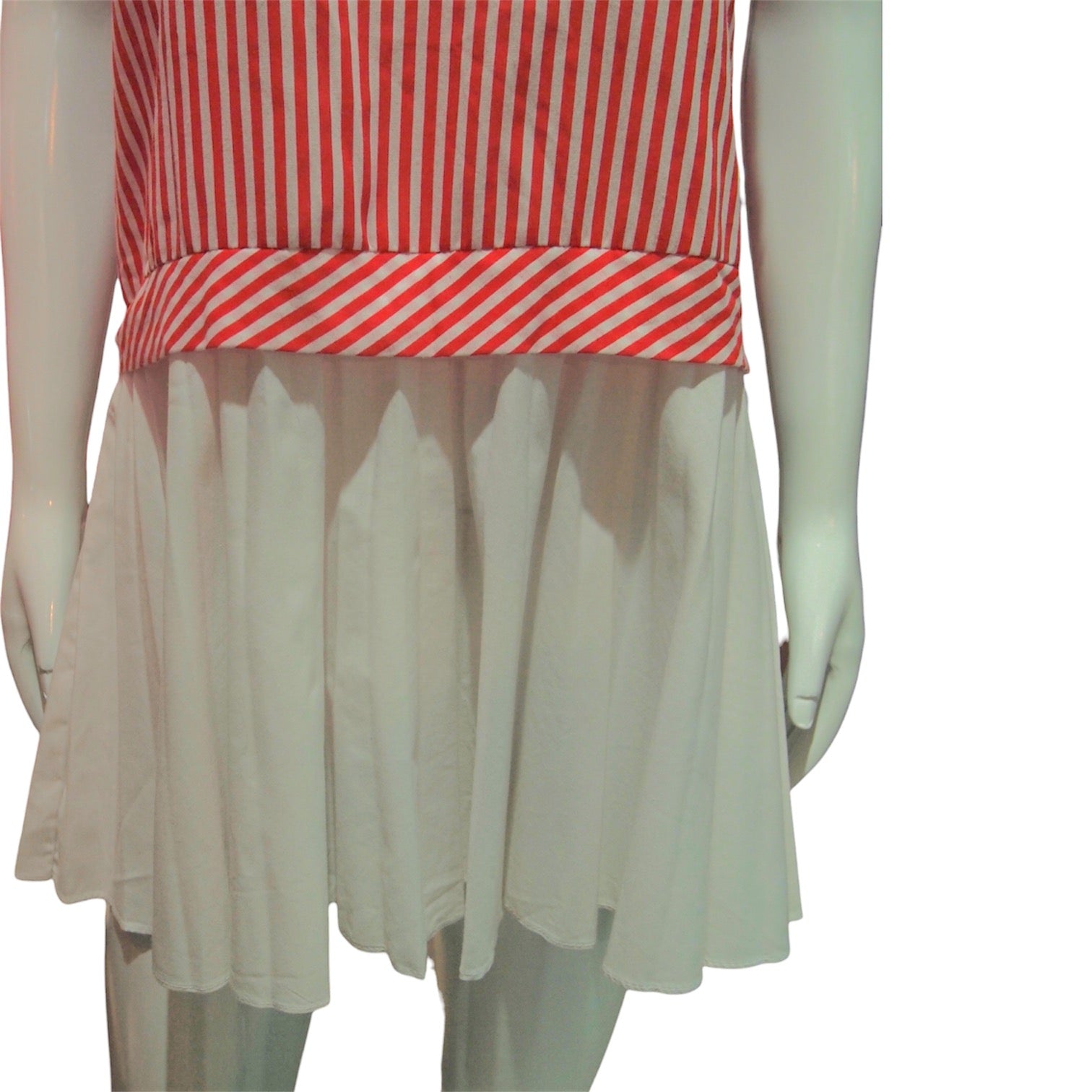 Candy Striper - Vintage 1960s Funky Red Striped Drop Waist Dress