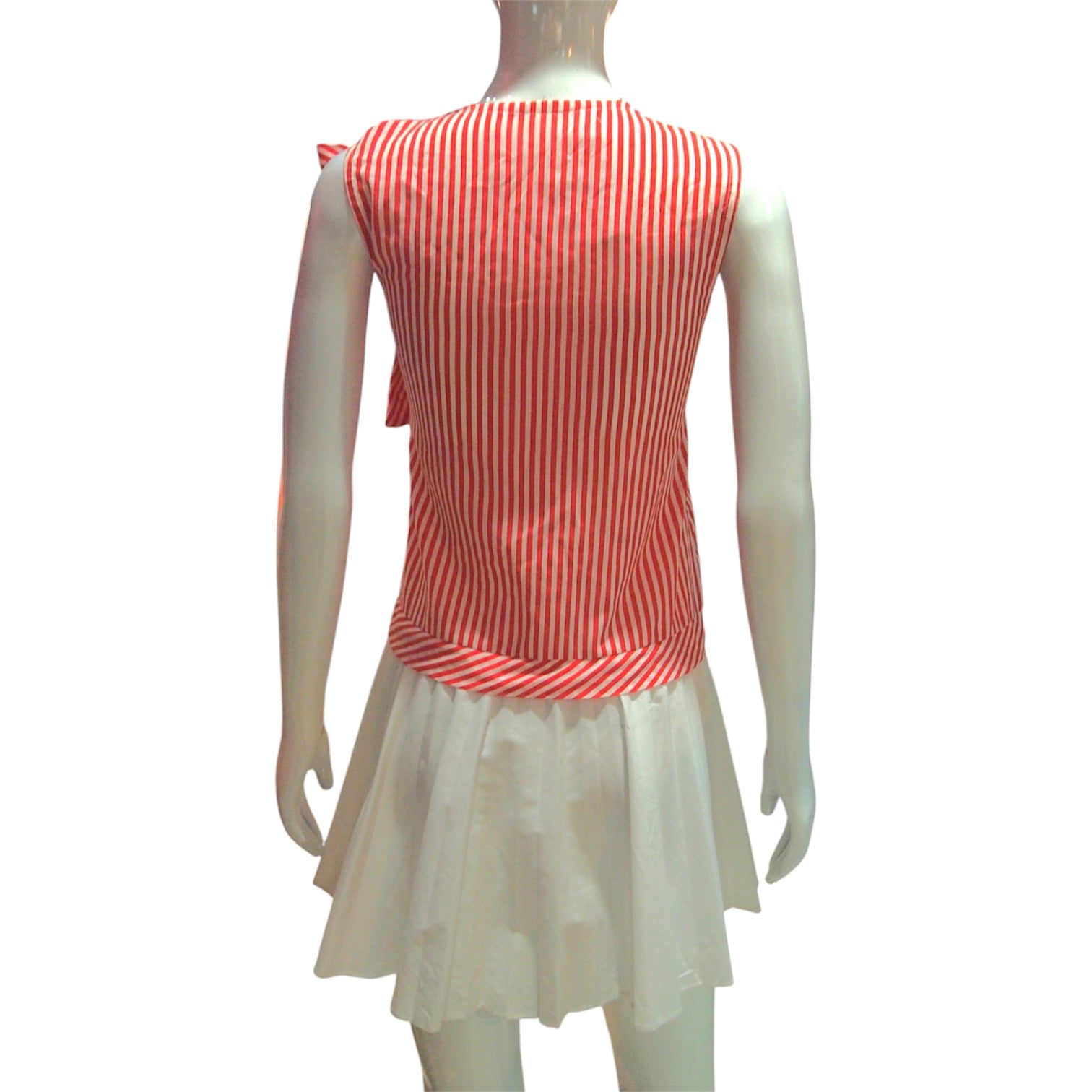 Candy Striper - Vintage 1960s Funky Red Striped Drop Waist Dress