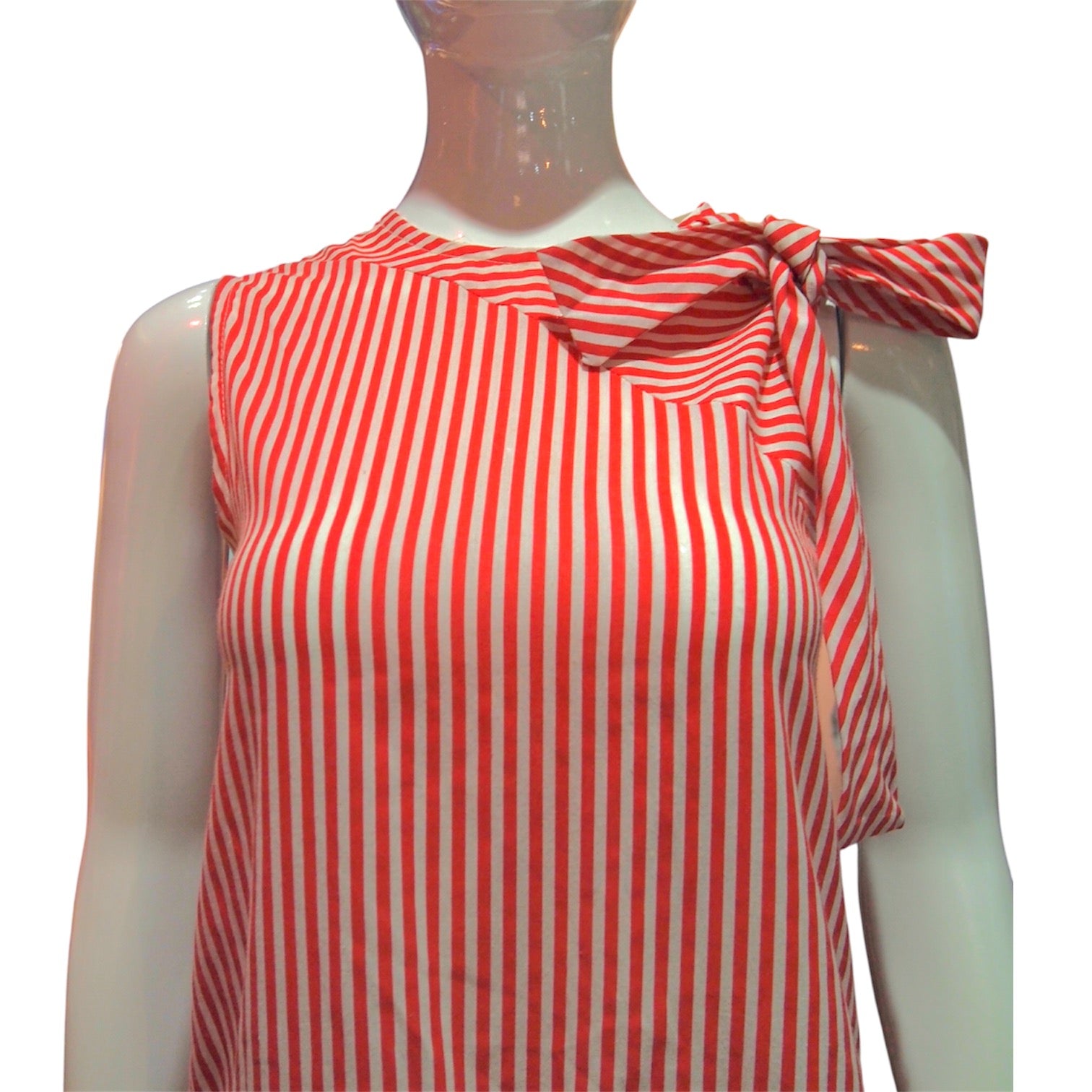Candy Striper - Vintage 1960s Funky Red Striped Drop Waist Dress