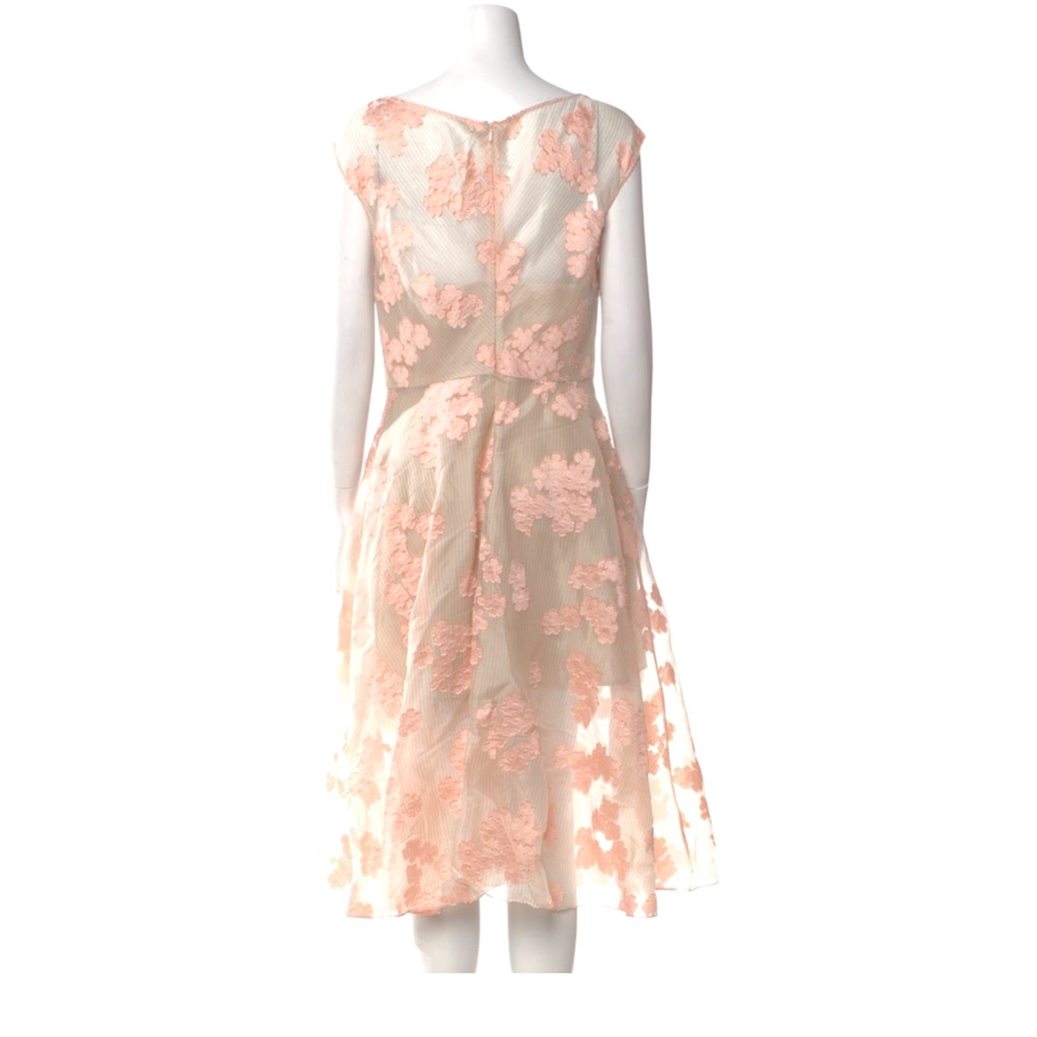 Contemporary Lela Rose Sheer Overlay Pink Textured Occasion Dress with Cap Sleeves - New with tag