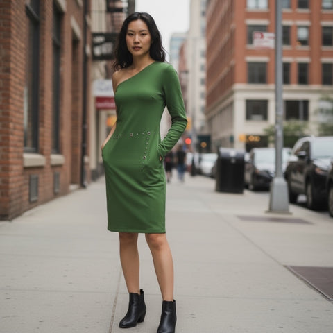 Riveting - Green Toga Dress with Rivets