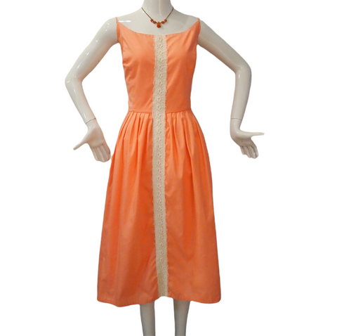 Neon But Soft Coral Vintage 1950s Dress