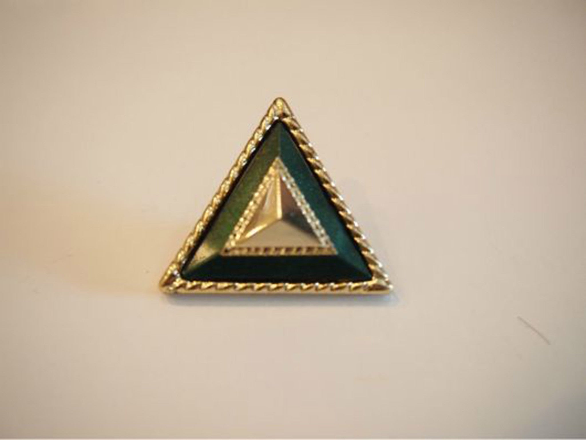 Triangle Tease Statement Vintage Deadstock Clipon Earrings In Emerald Green