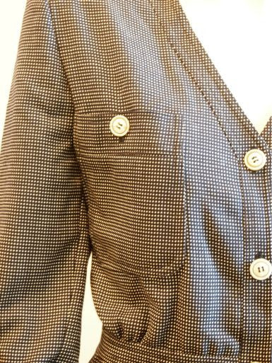 Stay Cool On The Job Vintage Valentino Navy/White Dotted Jacket with fitted Navy Skirt