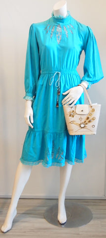 SEA GREEN W EDGY CUTOUT FRONT VINTAGE DRESS