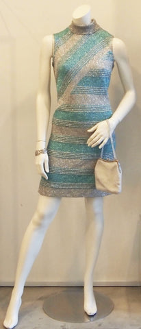 SILVERY BLUE STRIPED DRESS