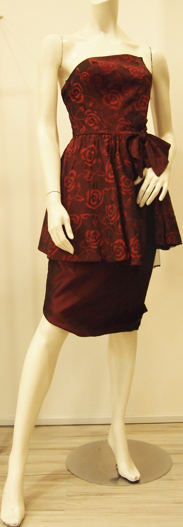 Marooned Roses Brocade Asymetric Brocade Dress