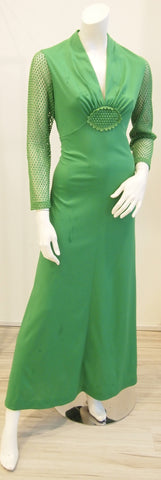 60s Kelly Green Macrame Vintage Dress