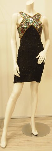 Showstopper Sequinned Black Vintage Dress