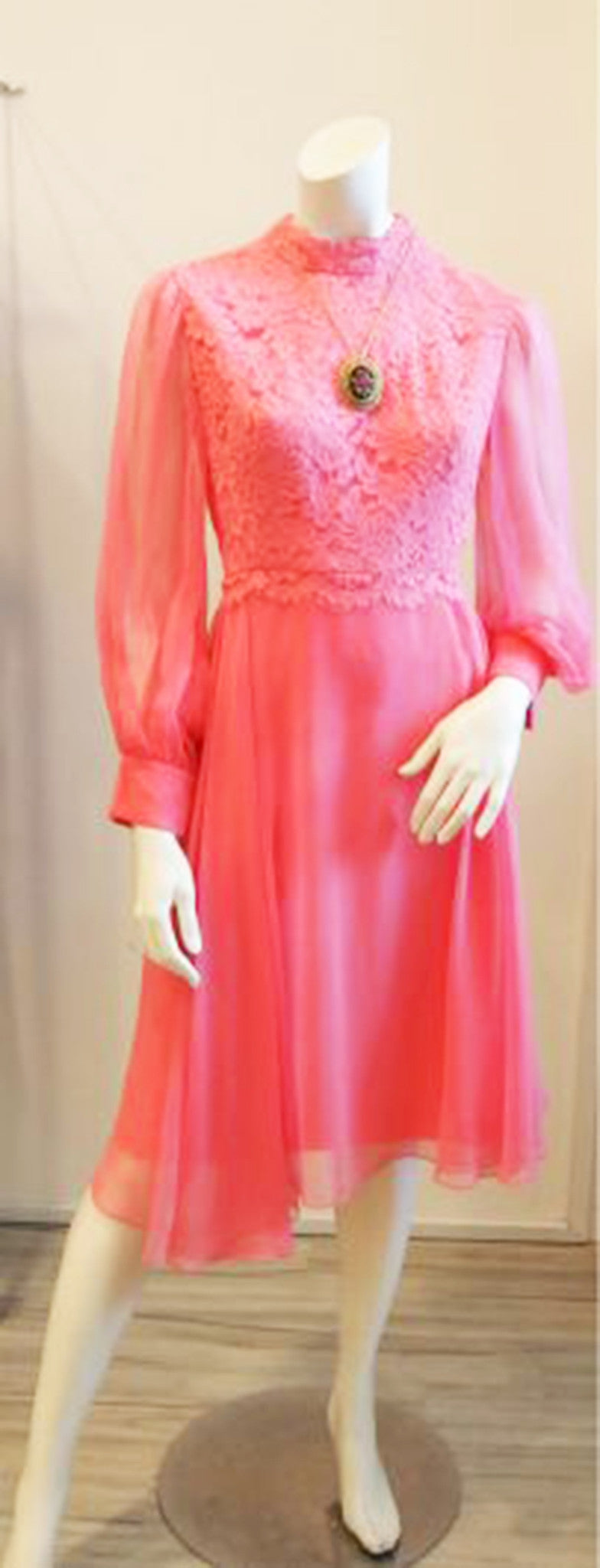 In the Mood for Mod 60s Pink Lace Dress