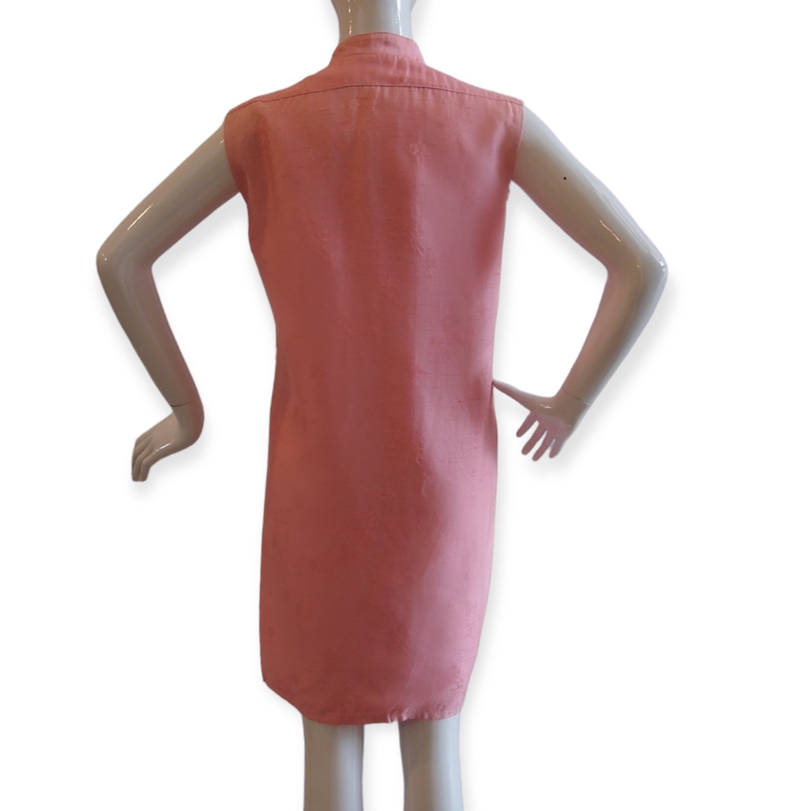 Fresh Pink Vintage 60s Silk Textured Cheongsam Dress