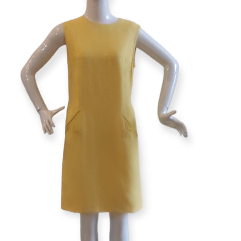 Daffodil Yellow Vintage 60s  Silk Chinois Shift Dress