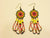 Handbeaded Red Yellow Fleur  Dangle Earrings