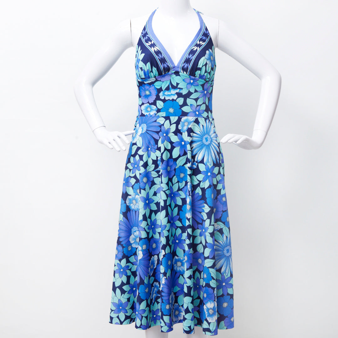BLUE SUNSHINE 70S HALTER DRESS | Deja Vu Vintage BLUE SUNSHINE 70S HALTER DRESS | Deja Vu Vintage