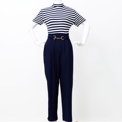 NAUTICAL STRIPES NAVY SLOUCHY JUMPSUIT