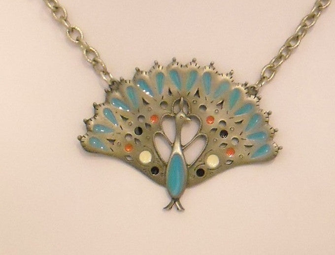 Strutting Peacock Vintage Necklace