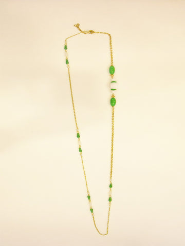 Subtly Mod Green Bead Necklace