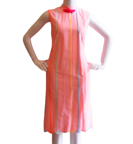 BUBBLY PINK COTTON LACE MODERN CHEONGSAM