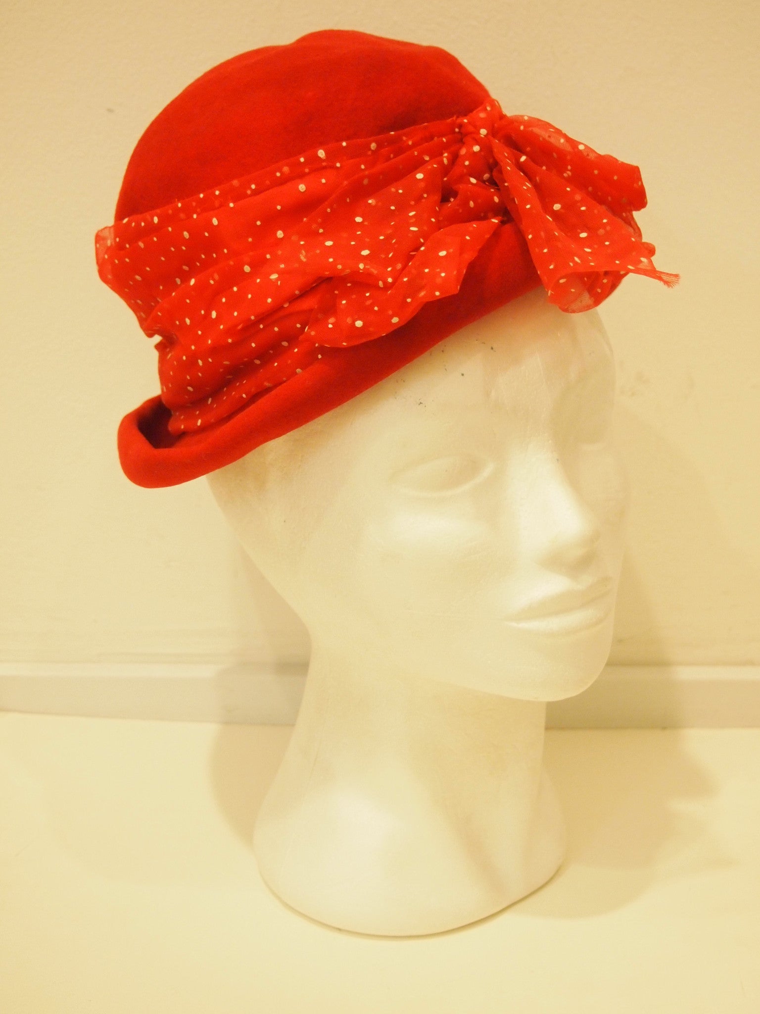 Red and Dotted Vintage Hat