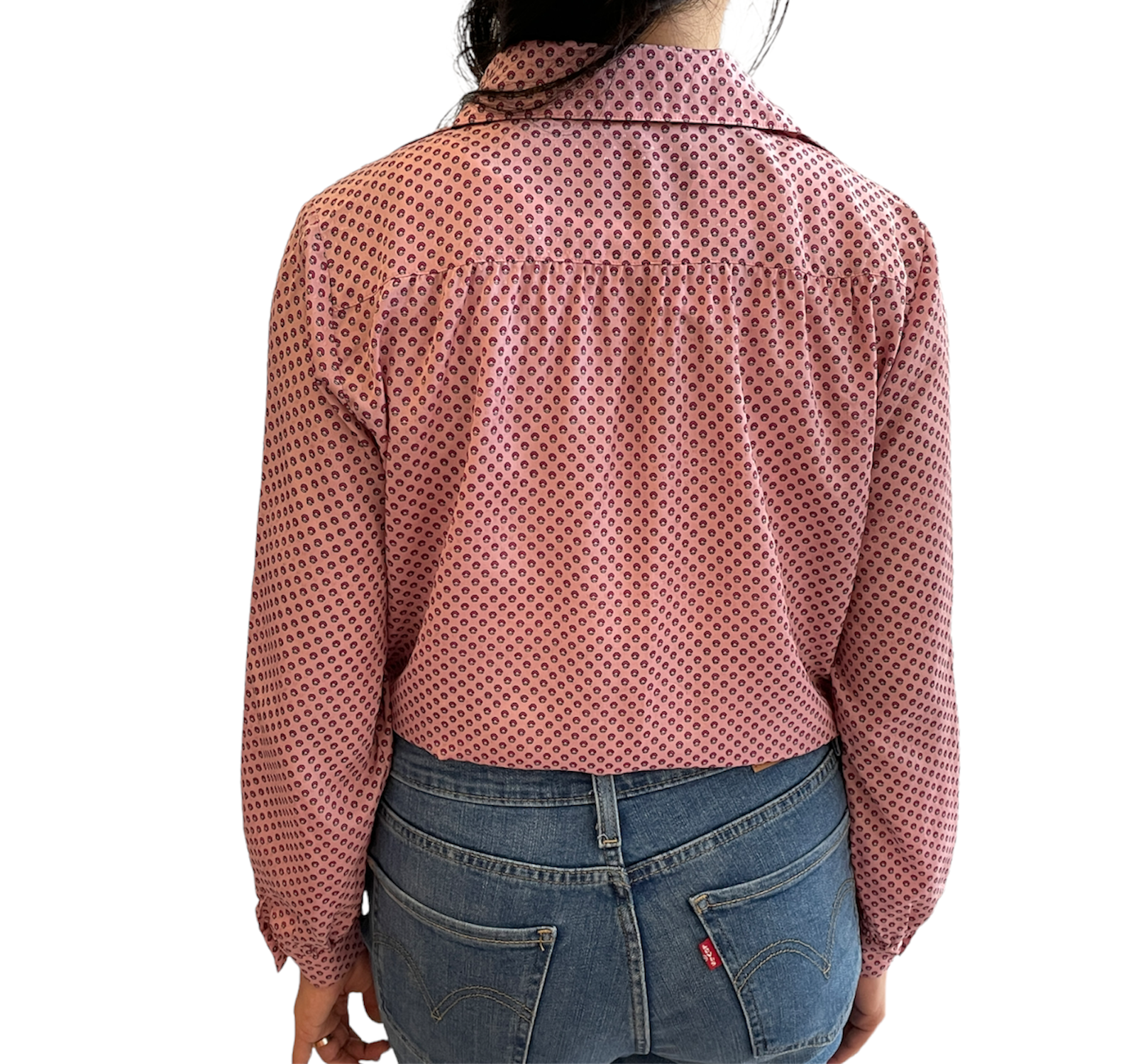 Strawberry Fields Abstract Print Pink Vintage Long Sleeve Top
