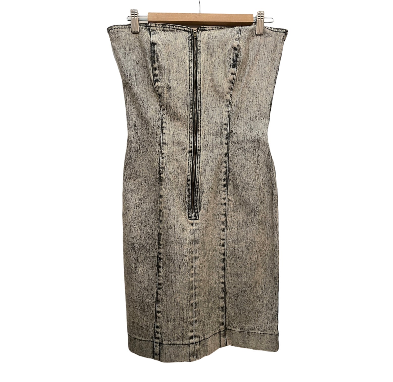 Edgy Vintage Grey Denim Bustier Dress