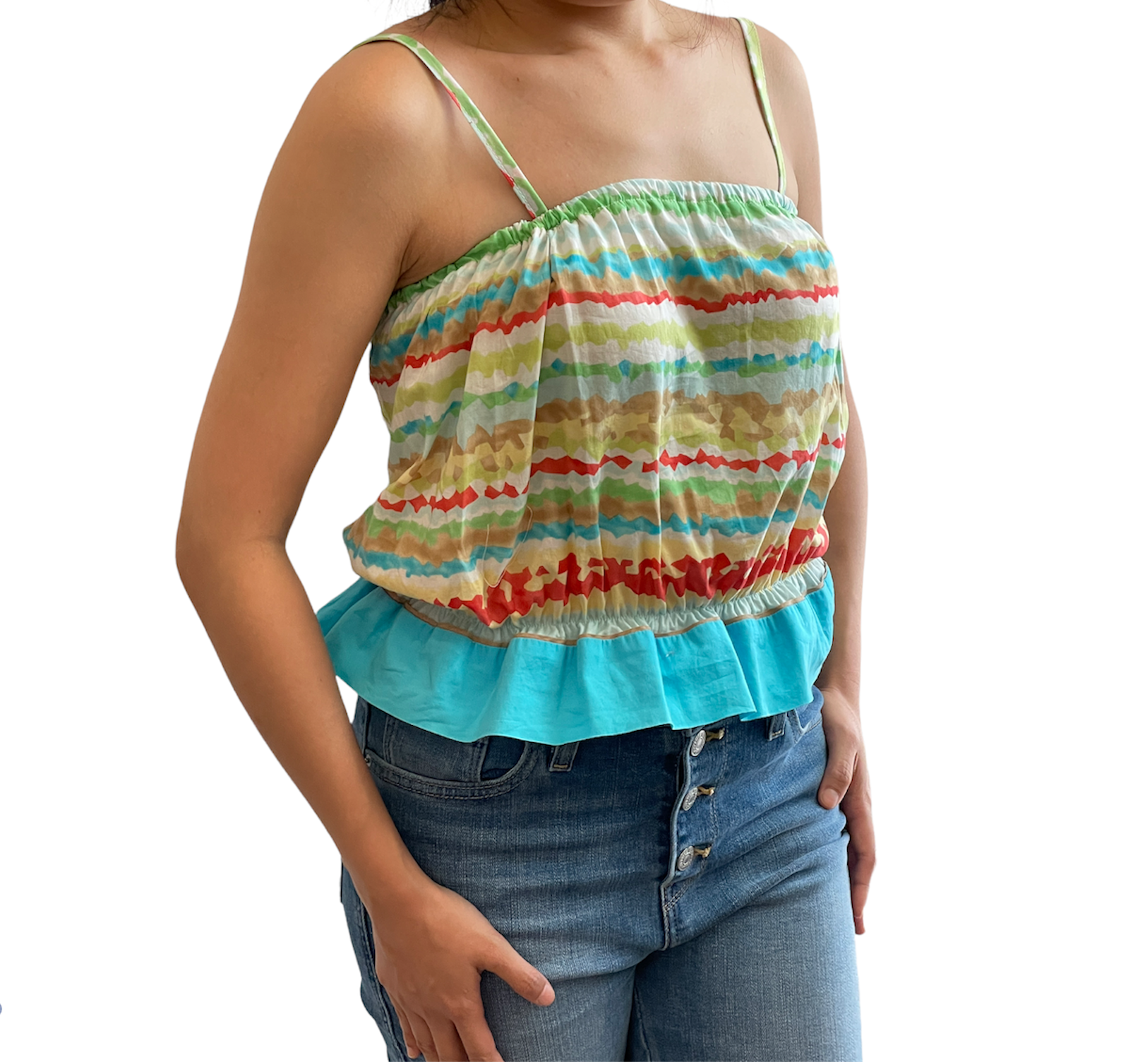 Upcycled Vintage Summer Prints Sleeveless Top