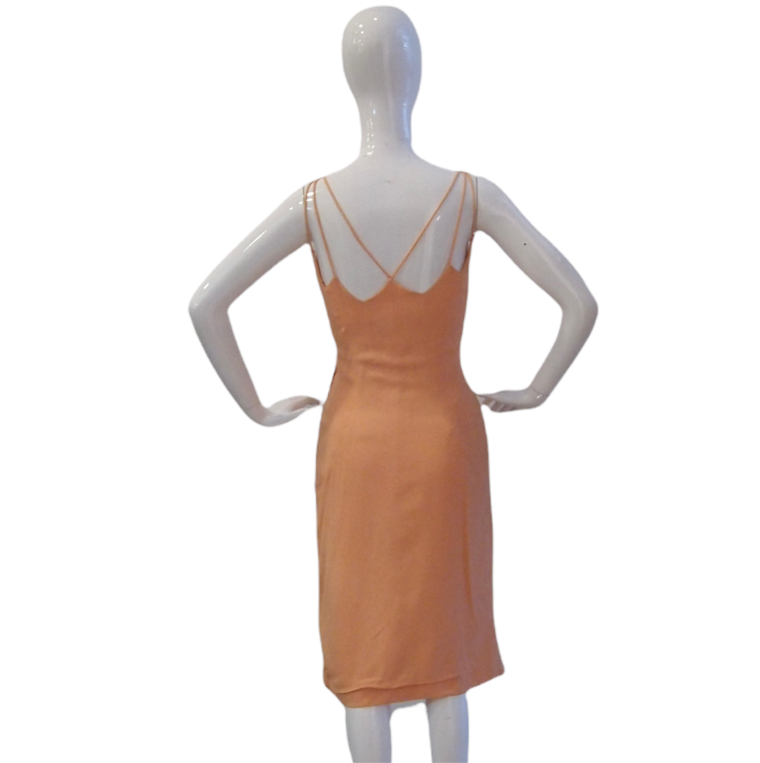 Vintage Estevez Peach Dress with Gorgeous Cutout Shoulder Straps