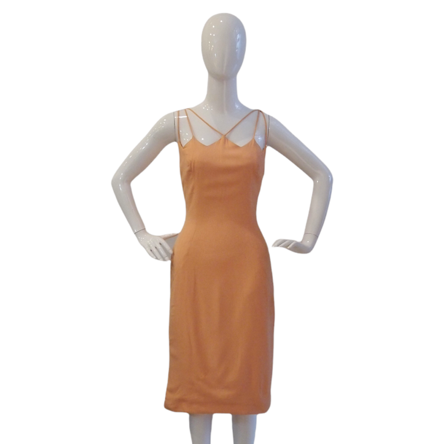 Vintage Estevez Peach Dress with Gorgeous Cutout Shoulder Straps