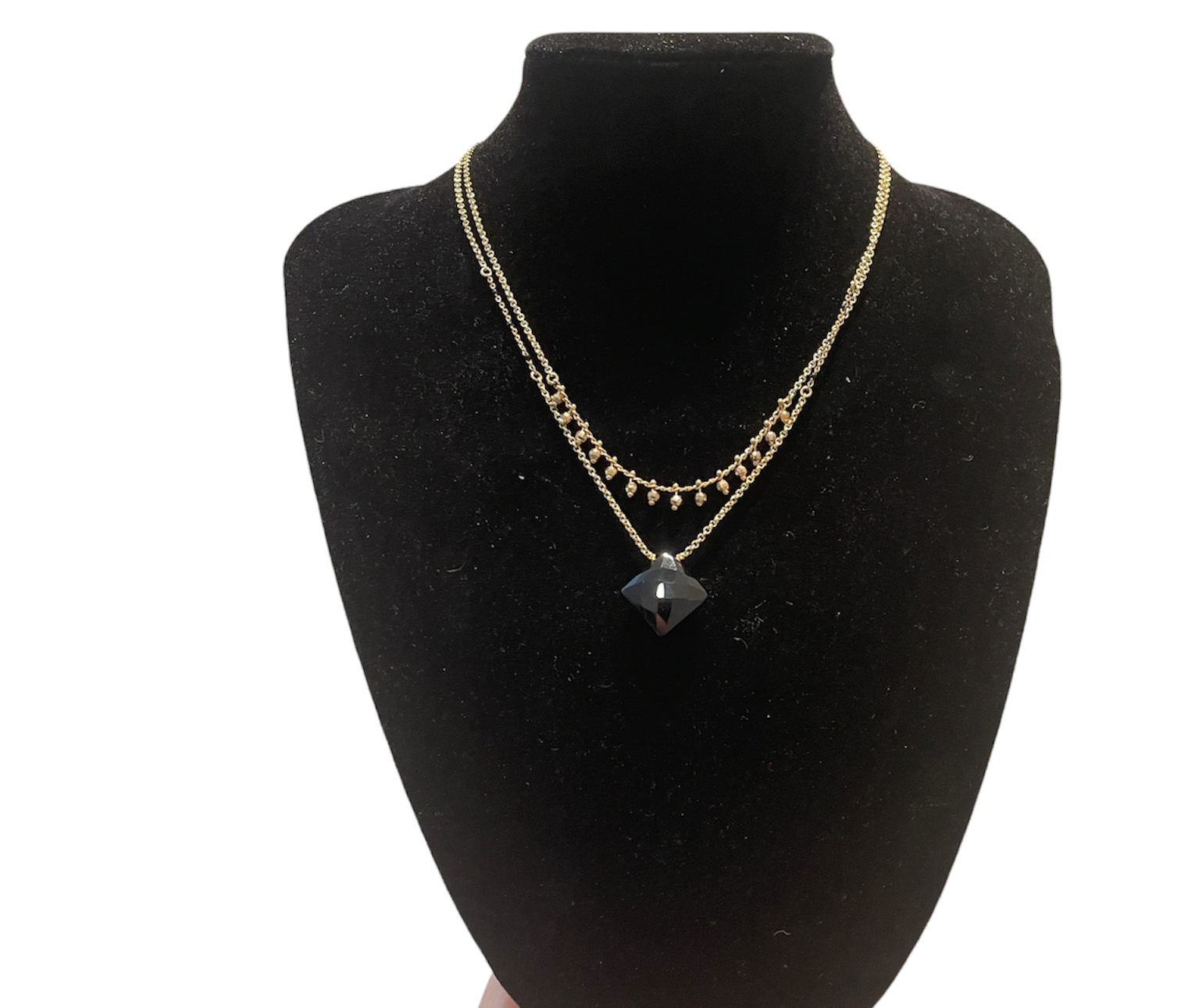 Handmade Modern Black Onyx Gold-plated Layered Necklace