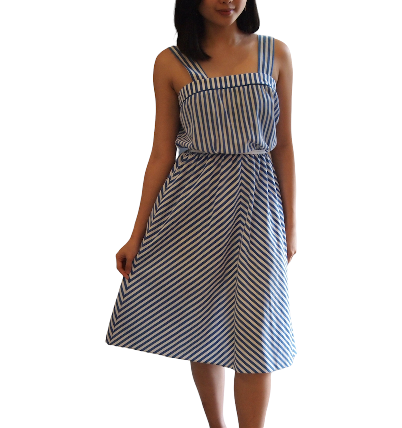 Vintage Blue White Stripes Sun Dress