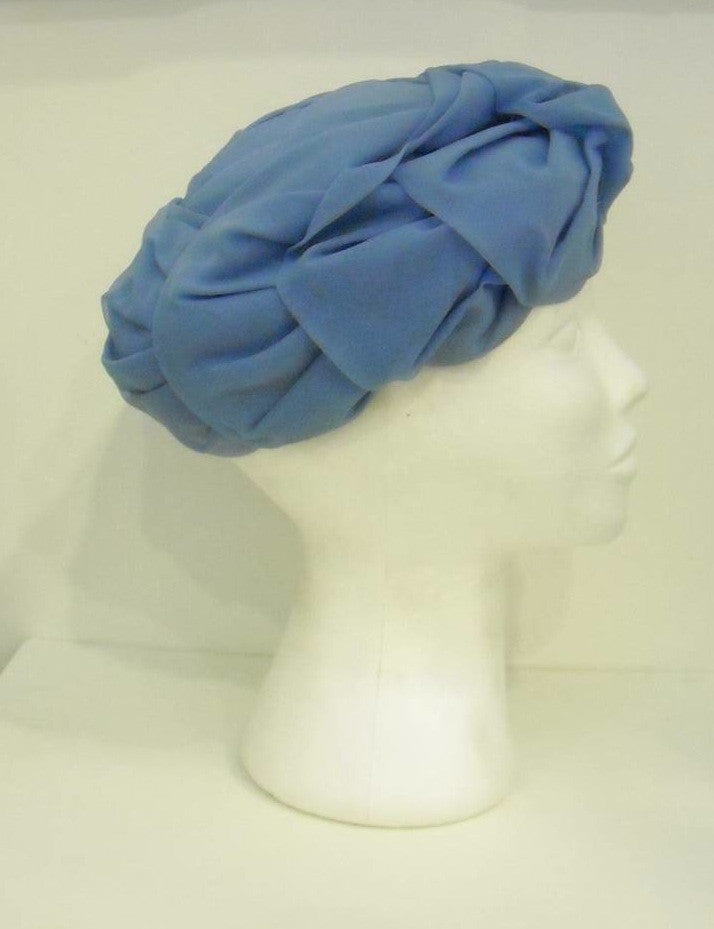 Vintage Pea blue pleated hat