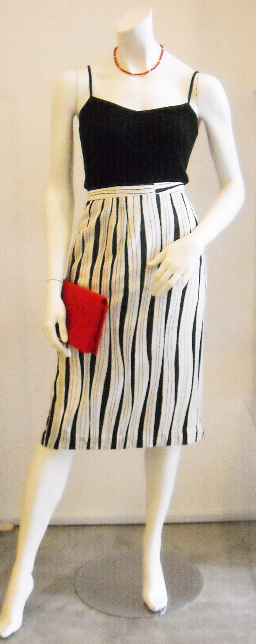 Go with the Flow Black/ White Striped Vintage Skirt