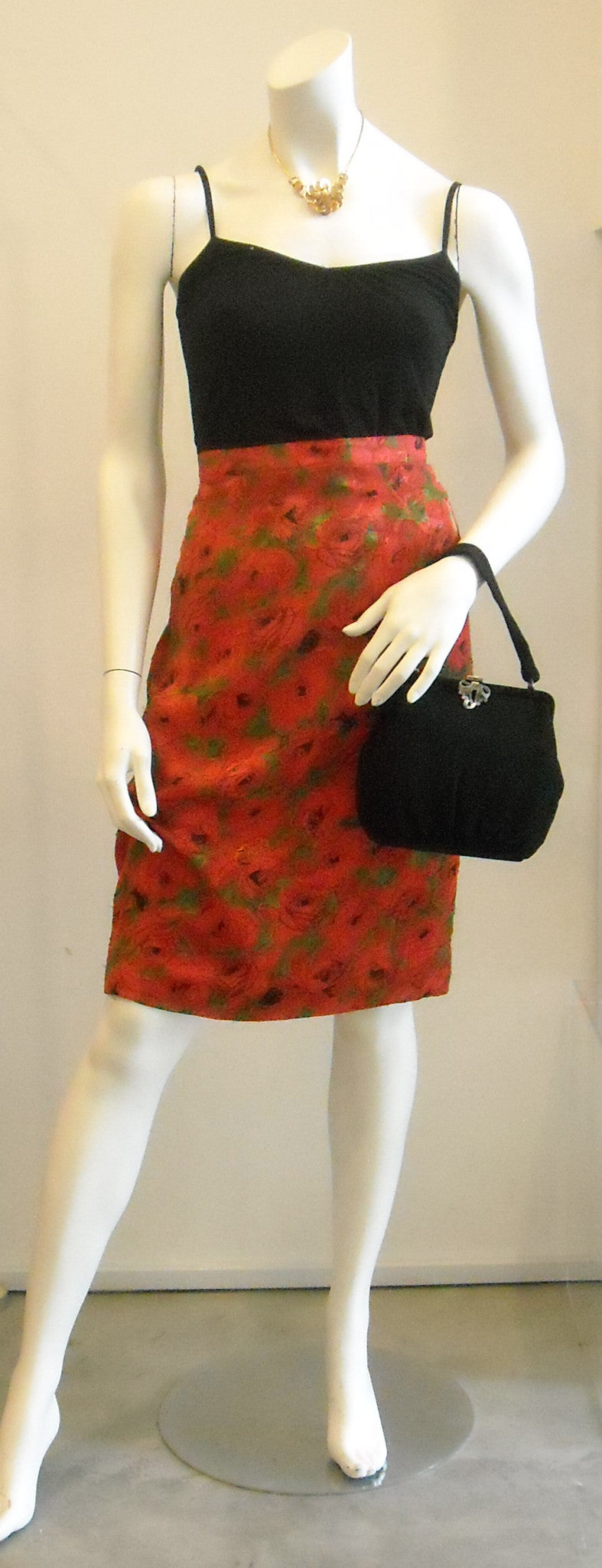 Red Poppy Garden Vintage Skirt