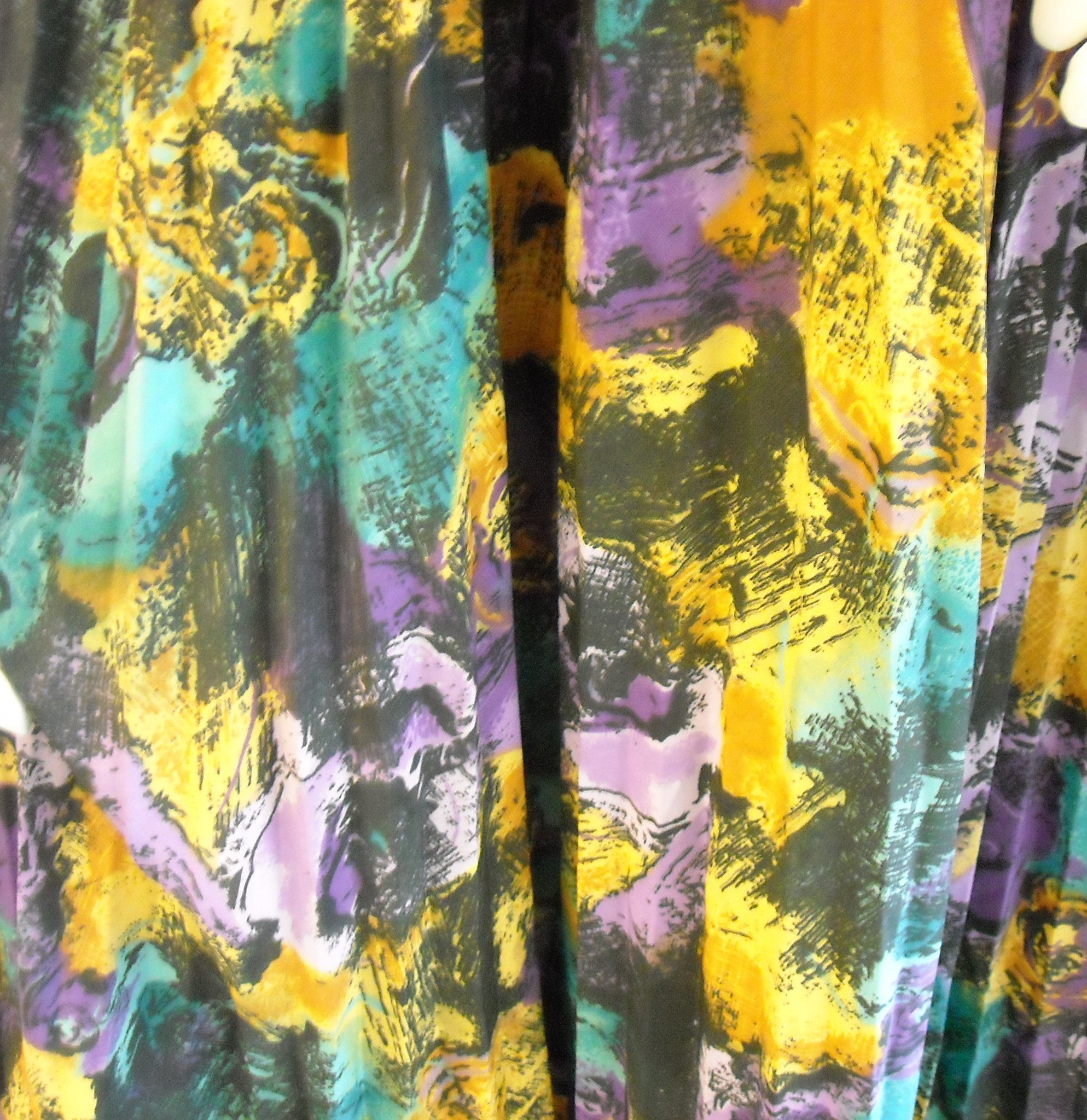 Abstract Watercolors Pleated Vintage Skirt