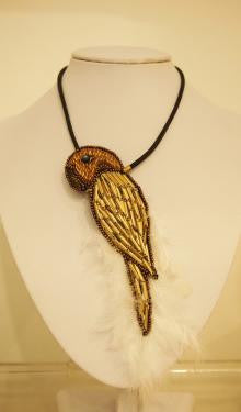 Handbeaded Necklace Brown Parrot