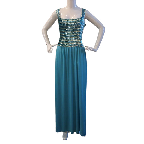 Aqua Mermaid Blue Sequin Evening Dress
