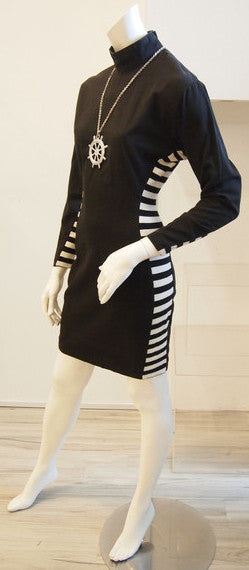 80s Black And White Side Stripe Dress